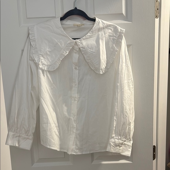 White Ruffled Collar Blouse - Picture 1 of 7